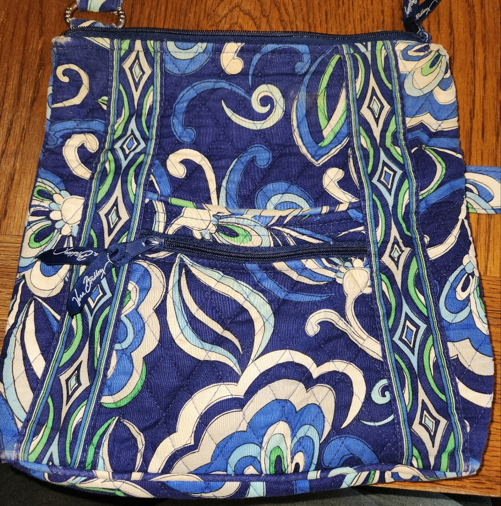 Vera Bradley Crossbody Bag Blue Green Cream 10.5x10.5